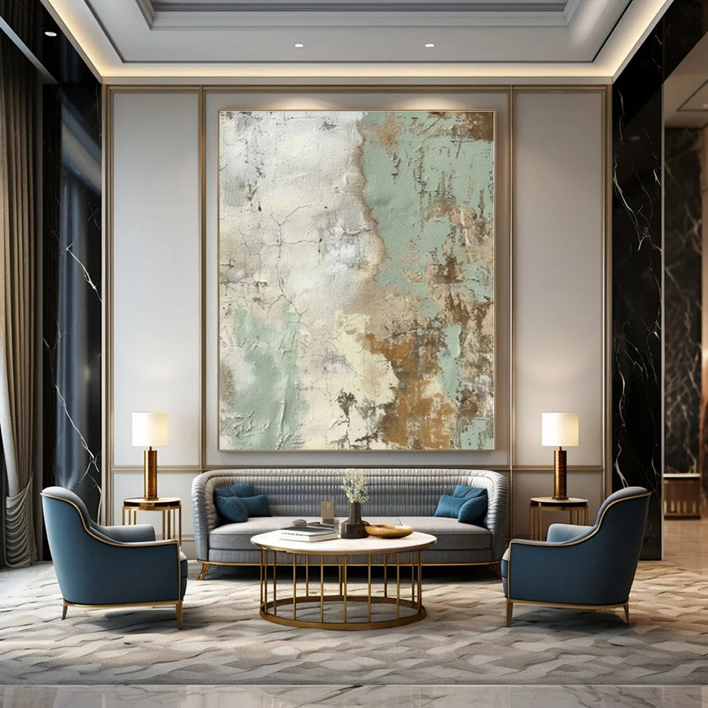 Inspirational Hand-Painted Abstract Canvas for Office Feature Walls