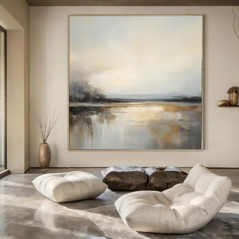 Colossal Hand-Painted Contemporary Abstract Mural for Office Rooftop Lounges