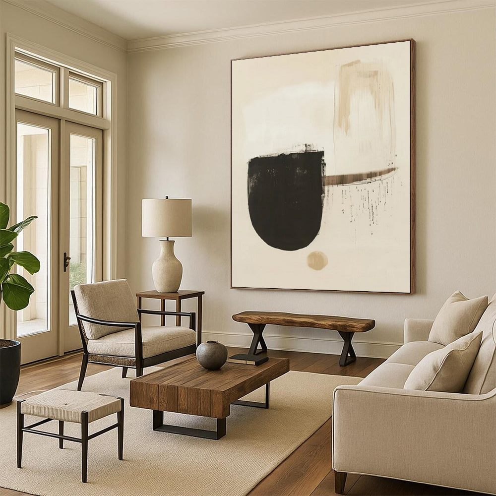 Immense Hand-Painted Abstract Canvas for Dining Room Buffet Areas