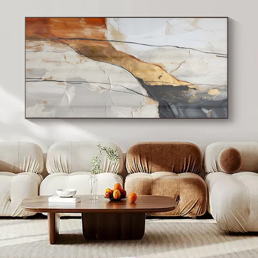 Large-Scale Hand-Painted Contemporary Abstract Mural for Family Home Kitchens