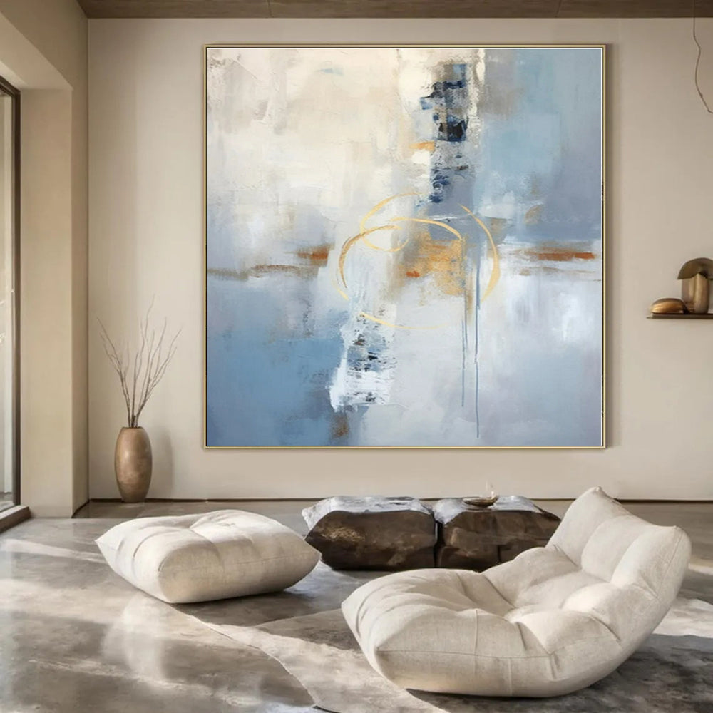 Large-Scale Hand-Painted Abstract Art for Dining Room and Hotel Lobby