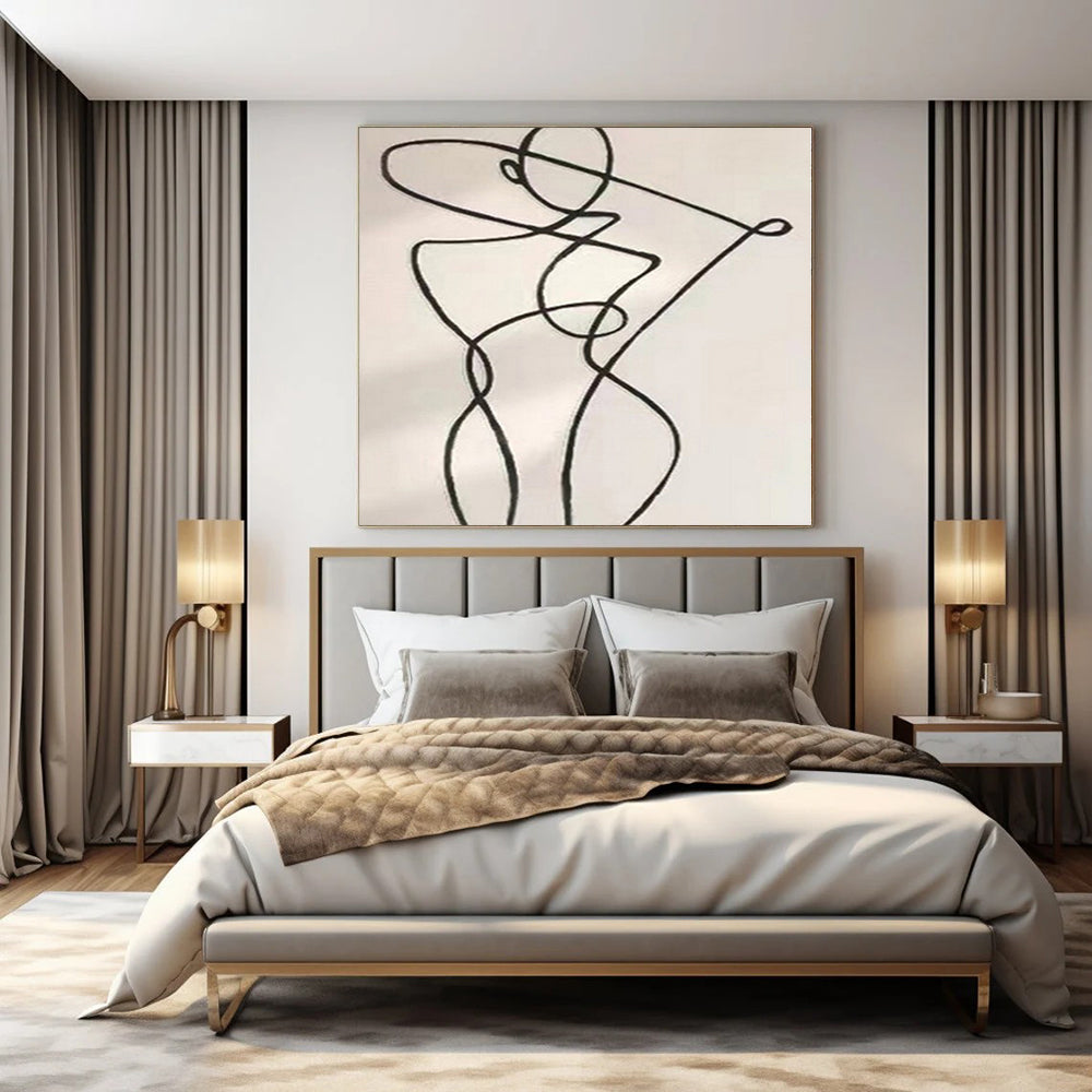 Grand Hand-Painted Abstract Canvas for Living Room Two-Story Walls