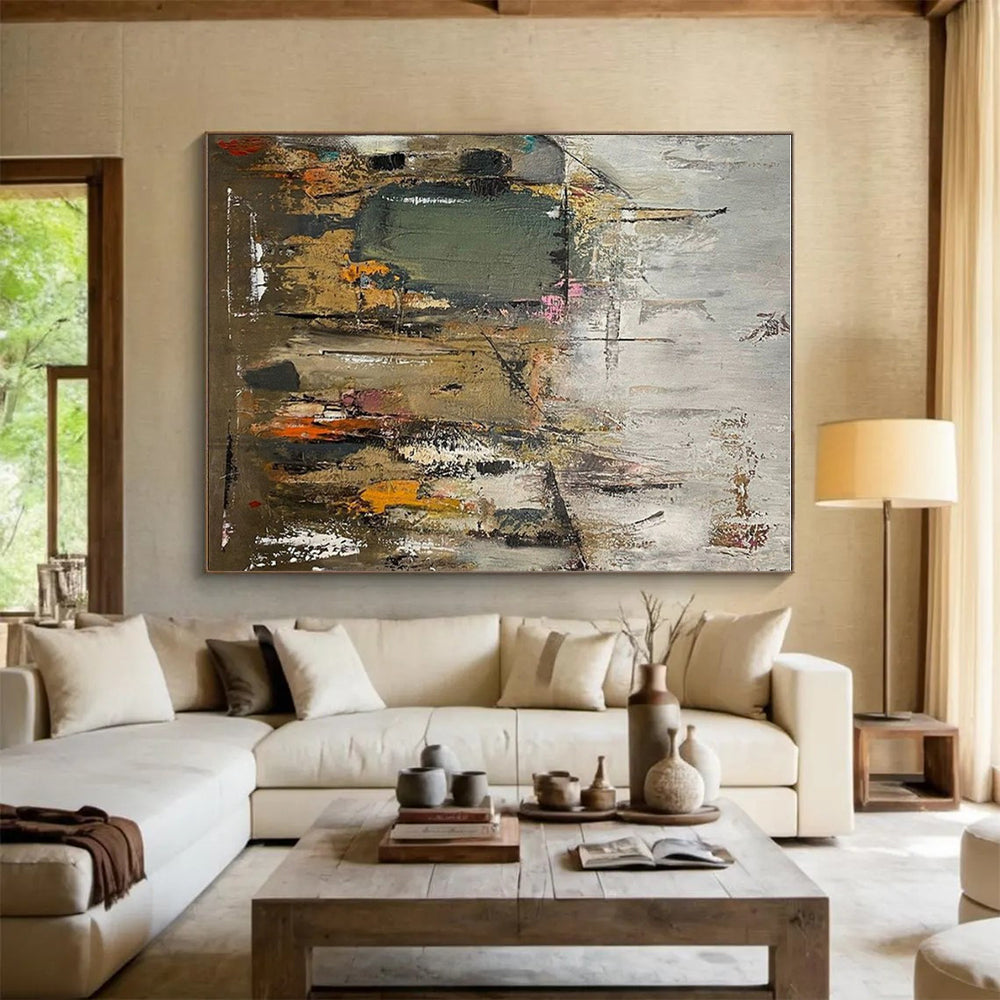 Large-Scale Modern Abstract Art for Contemporary Dining Room Feature Wall