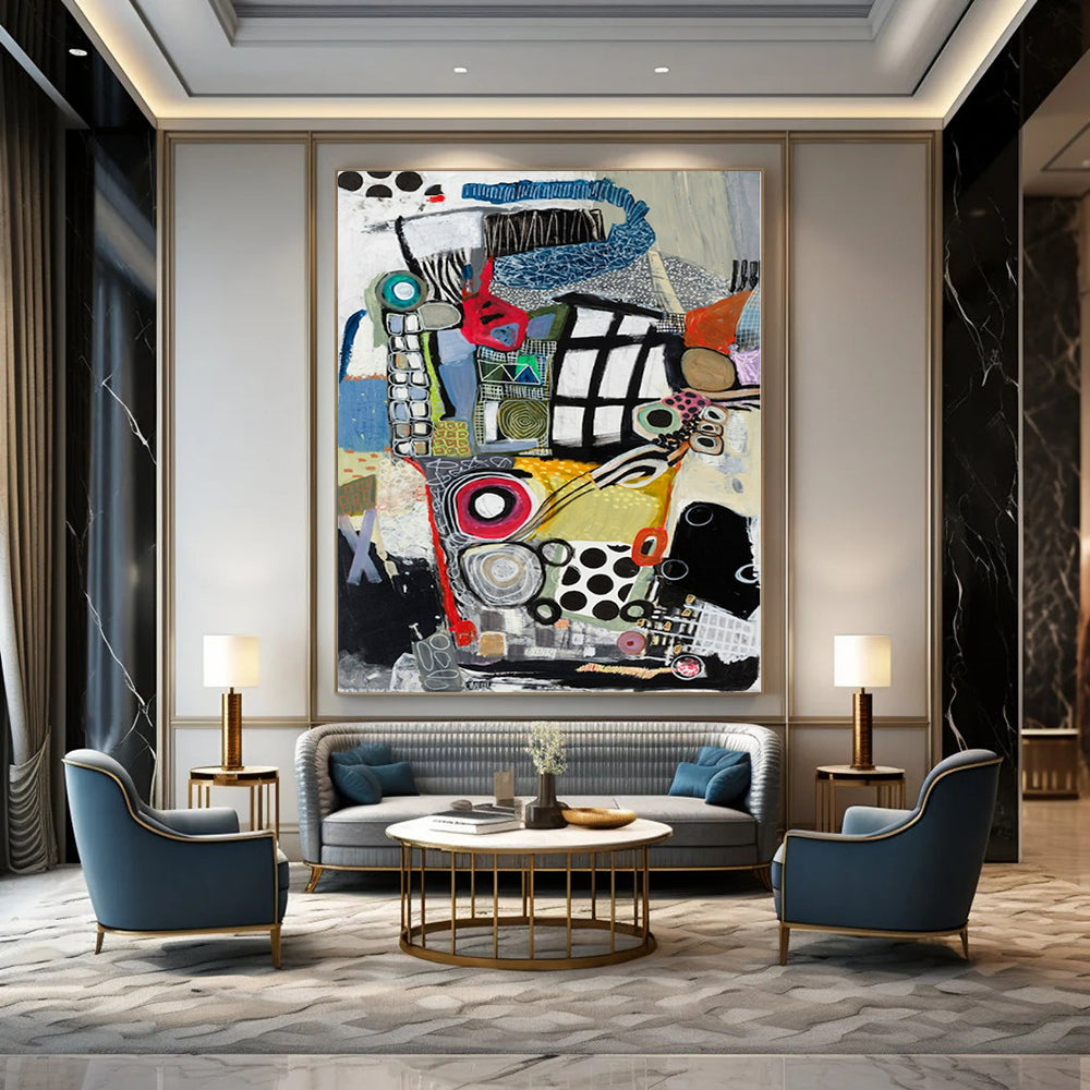 Large-Scale Hand-Painted Contemporary Abstract Canvas for Dining Room Open Walls