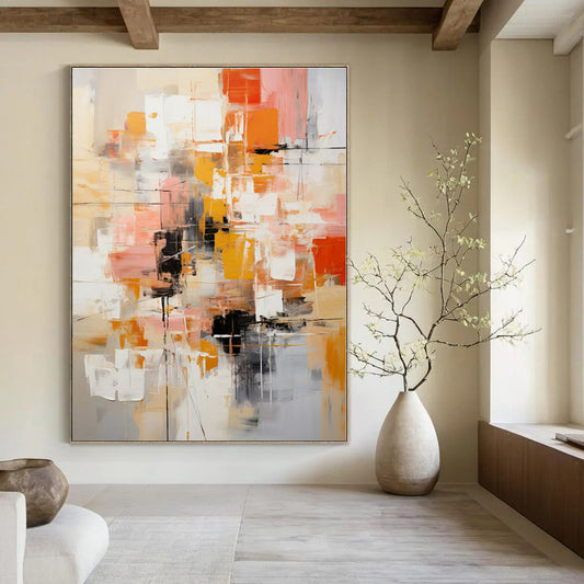 Hand-Painted Bespoke Abstract Canvas for Hallway & Hotel Lobby