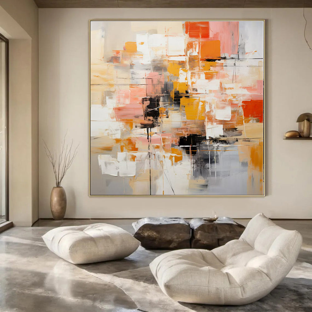 Hand-Painted Bespoke Abstract Canvas for Hallway & Hotel Lobby