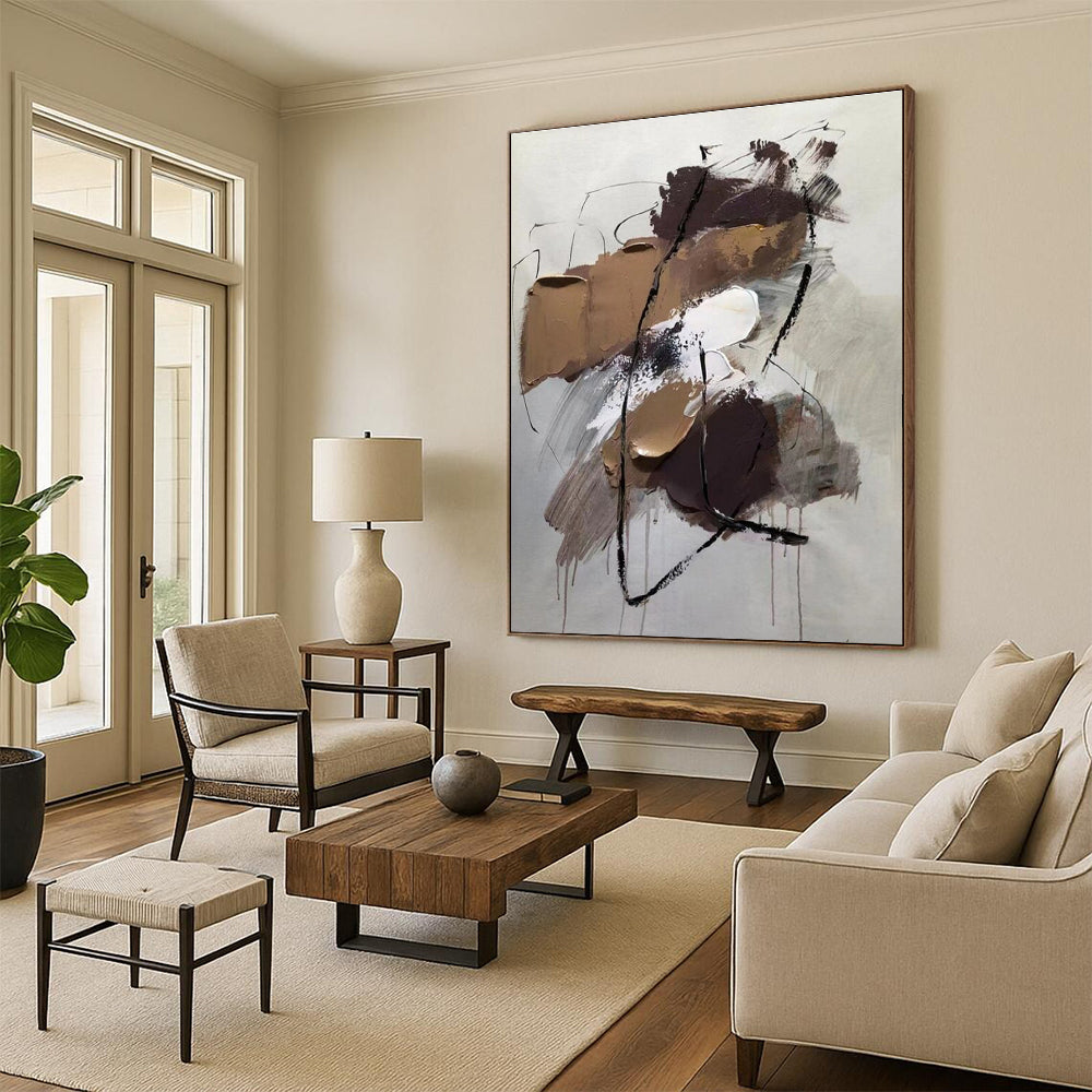 Large-Scale Modern Abstract Art for Attic Living Space Character Building
