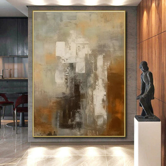Tailored Large-Format Hand-Painted Abstract Canvas for Family Room Fireside Wall LargeART0602