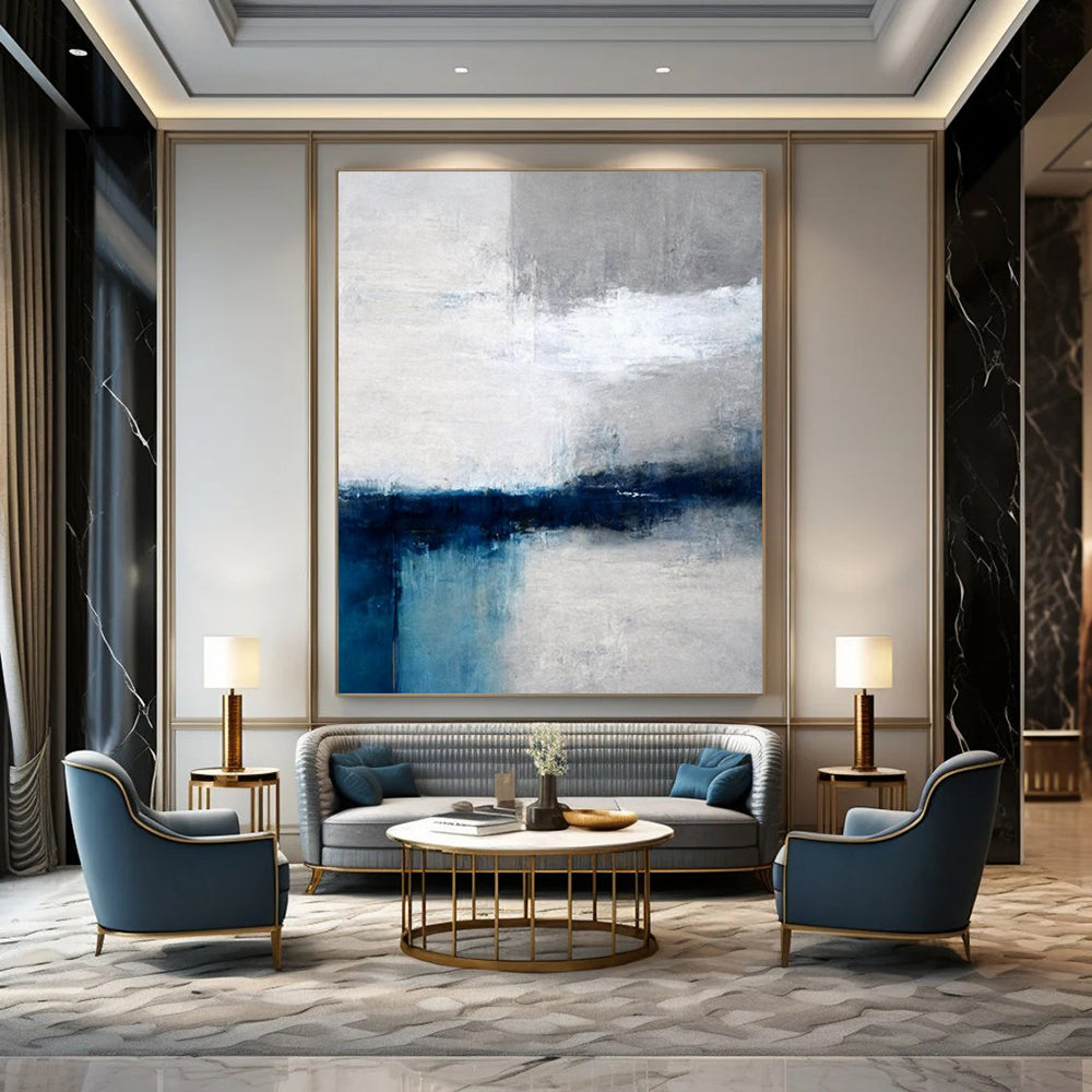 Colossal Hand-Painted Contemporary Abstract Canvas for Luxury Hotel Ballroom Foyers