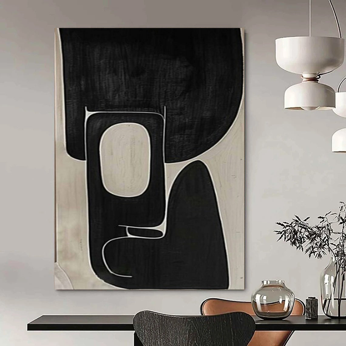Extra-Huge Hand-Painted Modern Abstract Canvas for Family Home Basement Rec Rooms