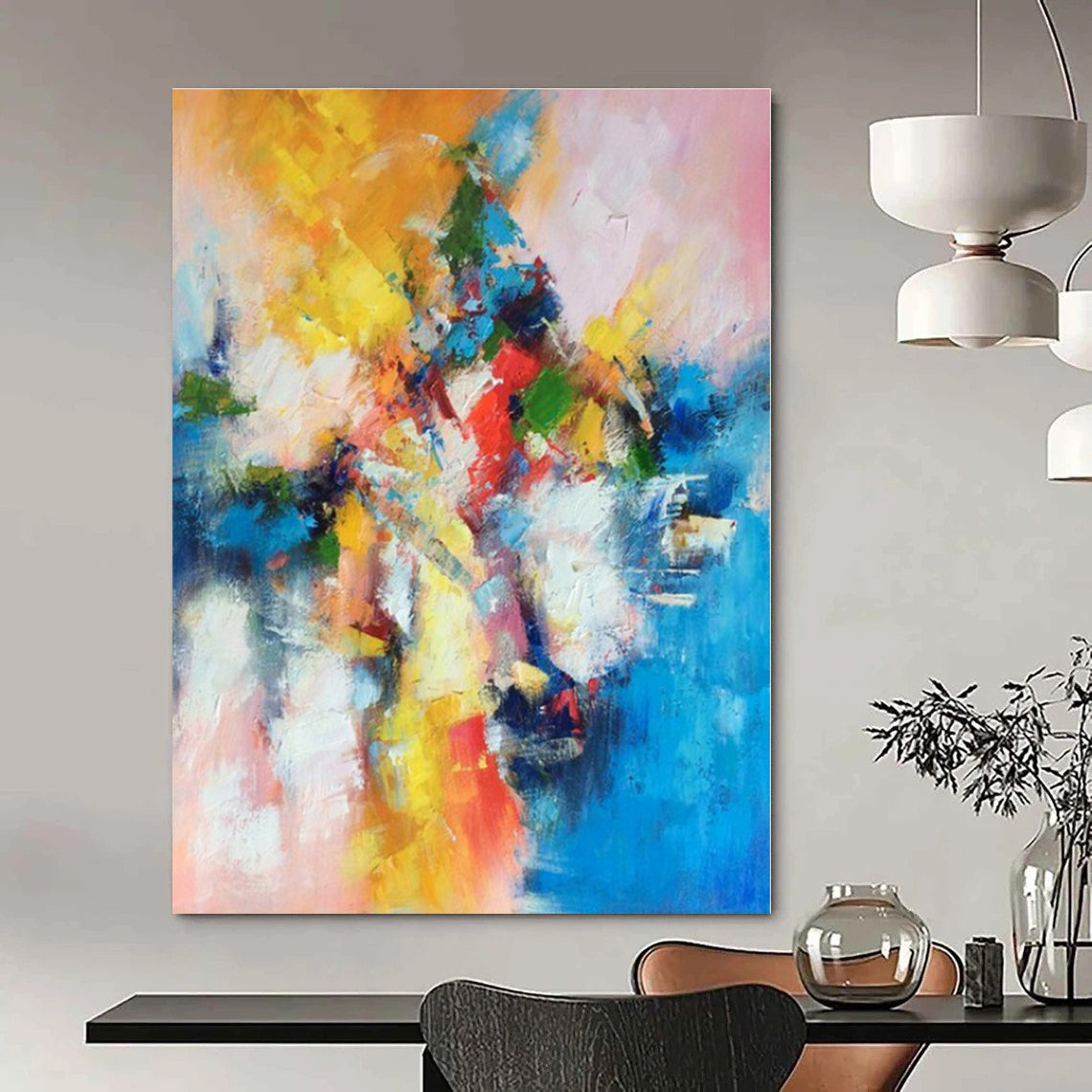 Hand-Painted Personalized Abstract Mural for Office & Hotel Conference Rooms