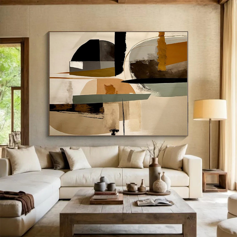 Oversized Modern Abstract Wall Art for Contemporary Family Room Entertainment Area