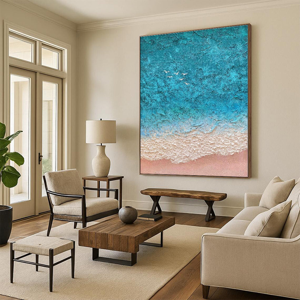 Extra-Huge Abstract Digital-Inspired Hand-Painted Painting for Home Music Studio Wall