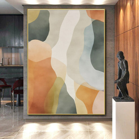 Monumental Modern Abstract Painting for Kitchen Island Backdrop in Contemporary Kitchens