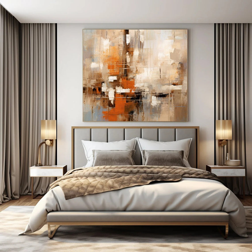 Vibrant Botanical Hand-Painted Abstract Canvas for Nature-Loving Bedrooms