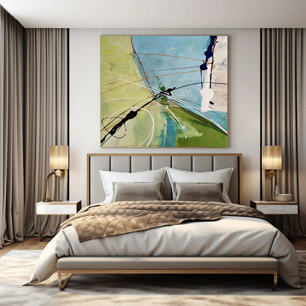 Immense Abstract Canvas for Playroom Nooks - Hand-Painted Acrylic on Canvas