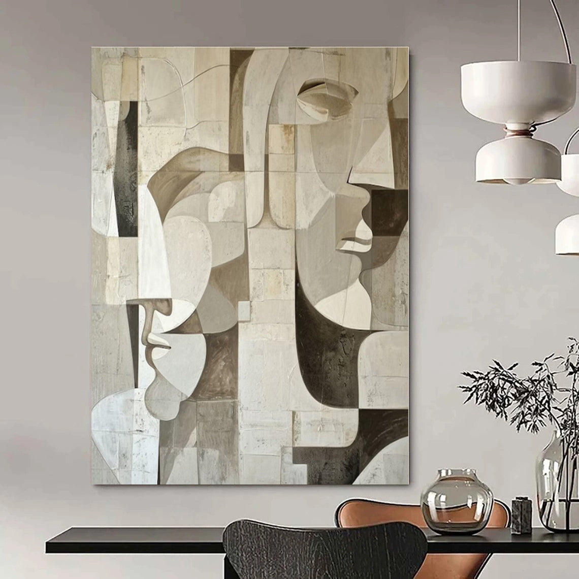 Oversized Custom Hand-Painted Abstract Canvas for Bar & Entryway