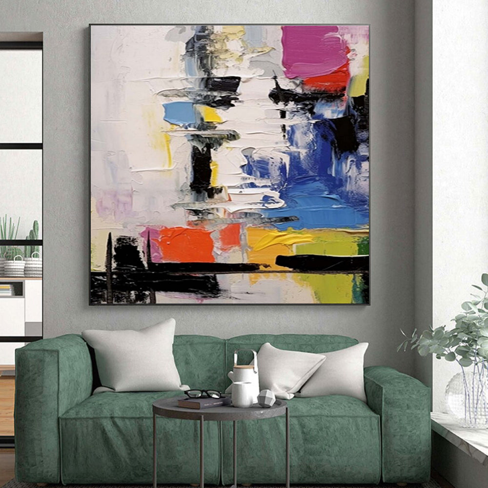 Super-Sized Hand-Painted Abstract Painting for Kids’ Playroom Mural Wall