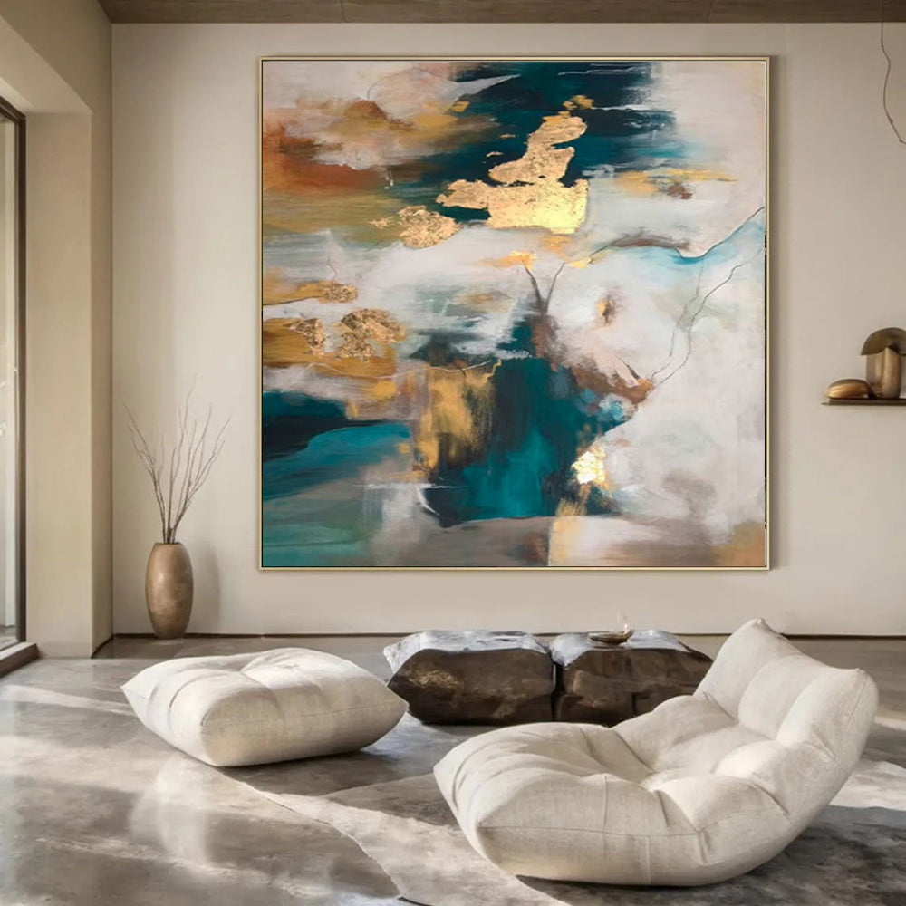 Huge Hand-Painted Contemporary Abstract Painting for Stylish Bar Private Rooms