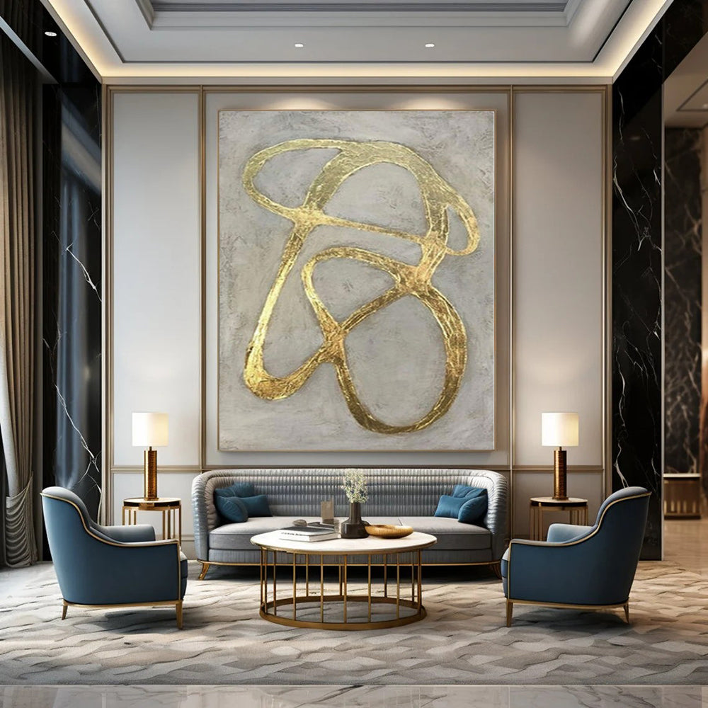 Oversized Hand-Painted Modern Abstract Painting for Family Home Home Offices