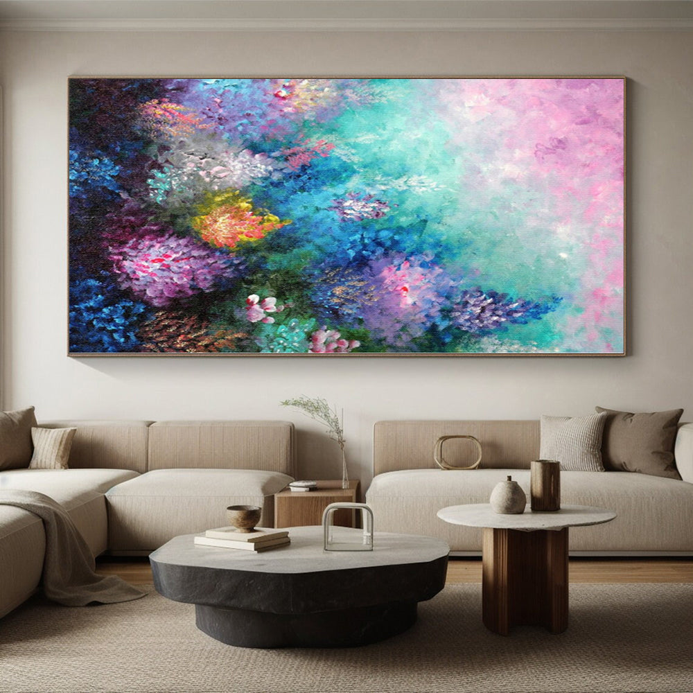 Immense Geometric Abstract Art - Hand-Painted Resin for Tech Startup Reception Areas