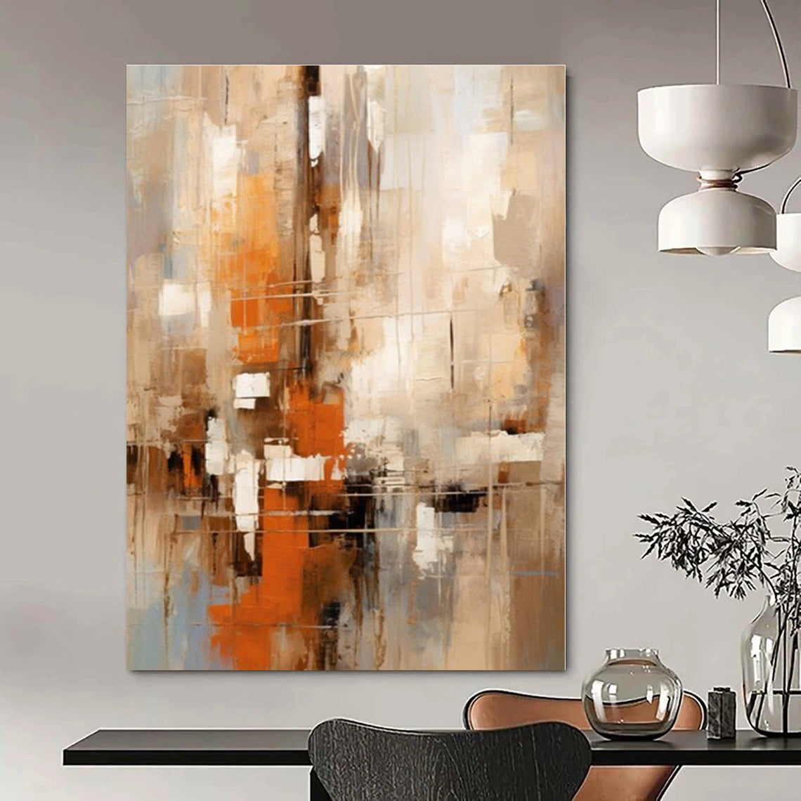 Vibrant Botanical Hand-Painted Abstract Canvas for Nature-Loving Bedrooms