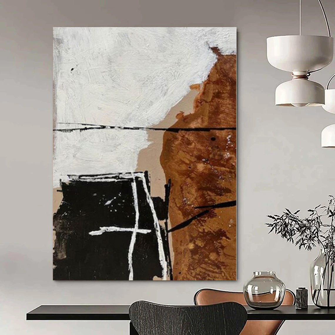 Gigantic Hand-Painted Modern Abstract Art for Living Room Fireplace Mantels