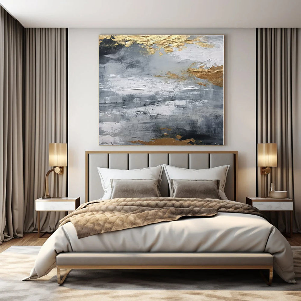 Industrial Steampunk Hand-Painted Abstract Wall Decor for Unique Bedrooms