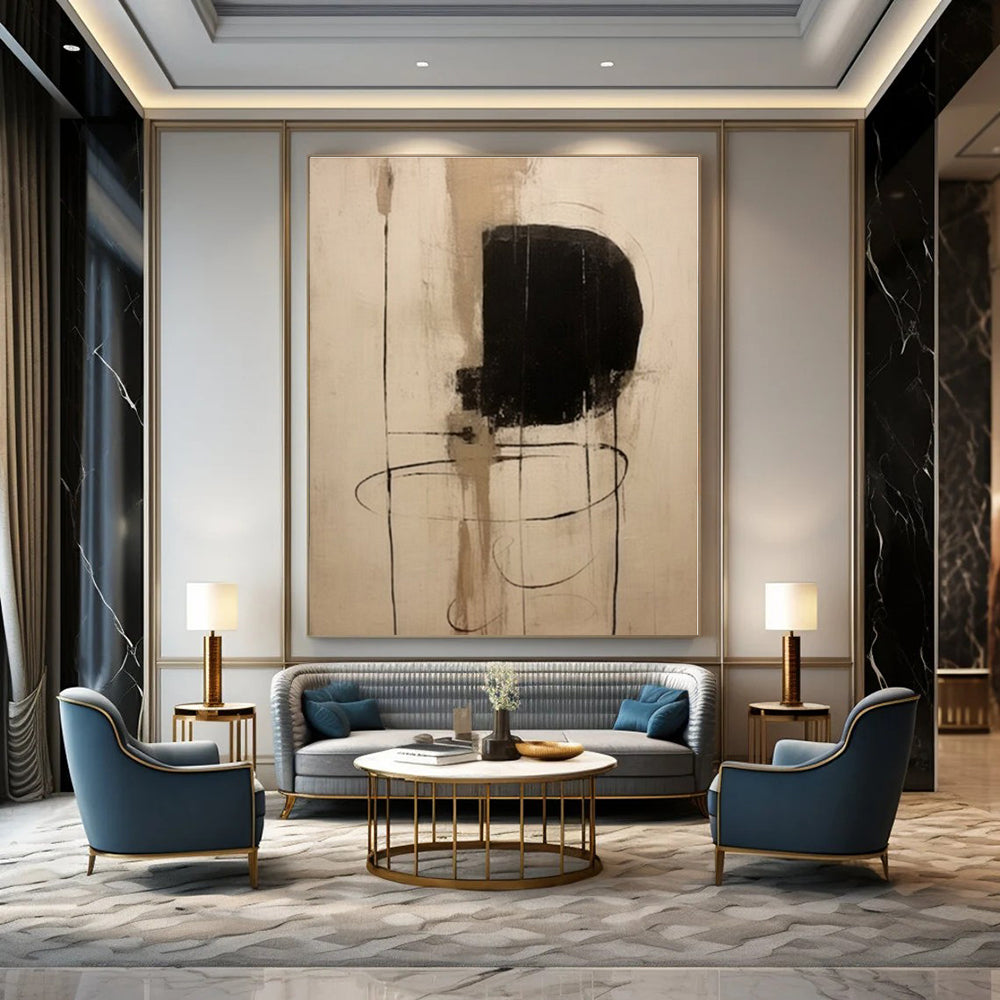 Large Hand-Painted Contemporary Abstract Wall Art for Office Copy Rooms