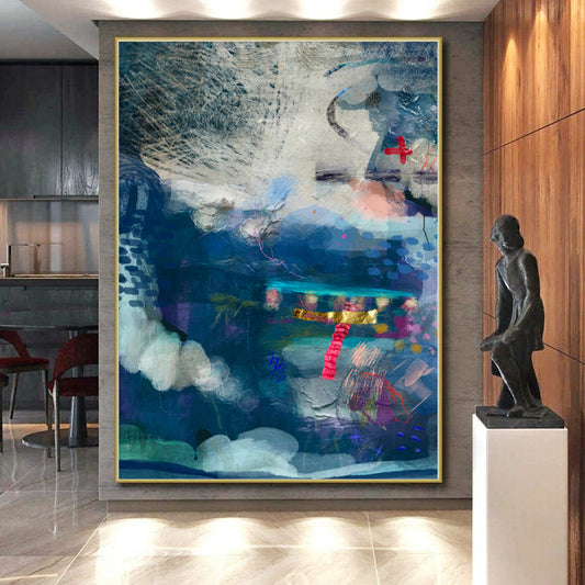 Immense Hand-Painted Abstract Wall Art for Co-Working Spaces