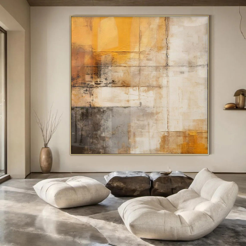 Oversized Hand-Painted Modern Abstract Painting for Family Home Guest Suites