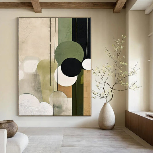 Oversized Hand-Painted Modern Abstract Painting for Office Pantry Areas