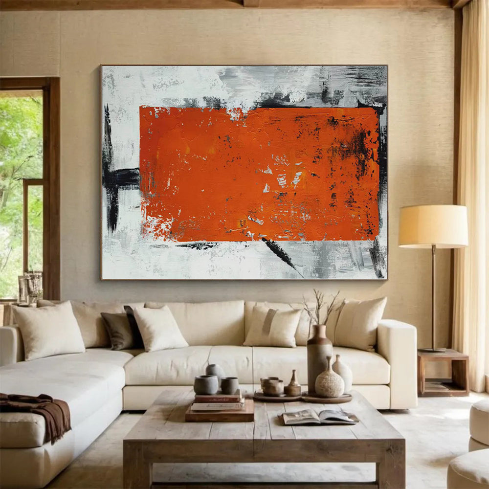Monumental Custom Abstract Painting for Home Library Bookcase Back Walls