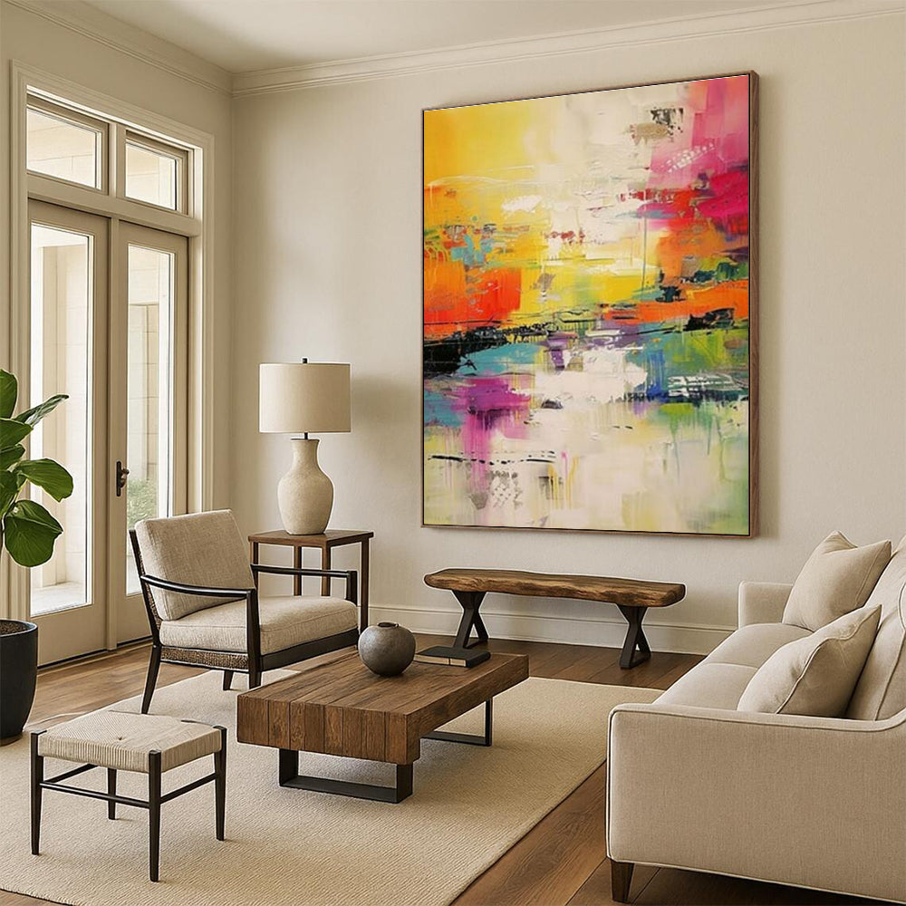 Huge Abstract Canvas for Basement Game Room Feature Wall