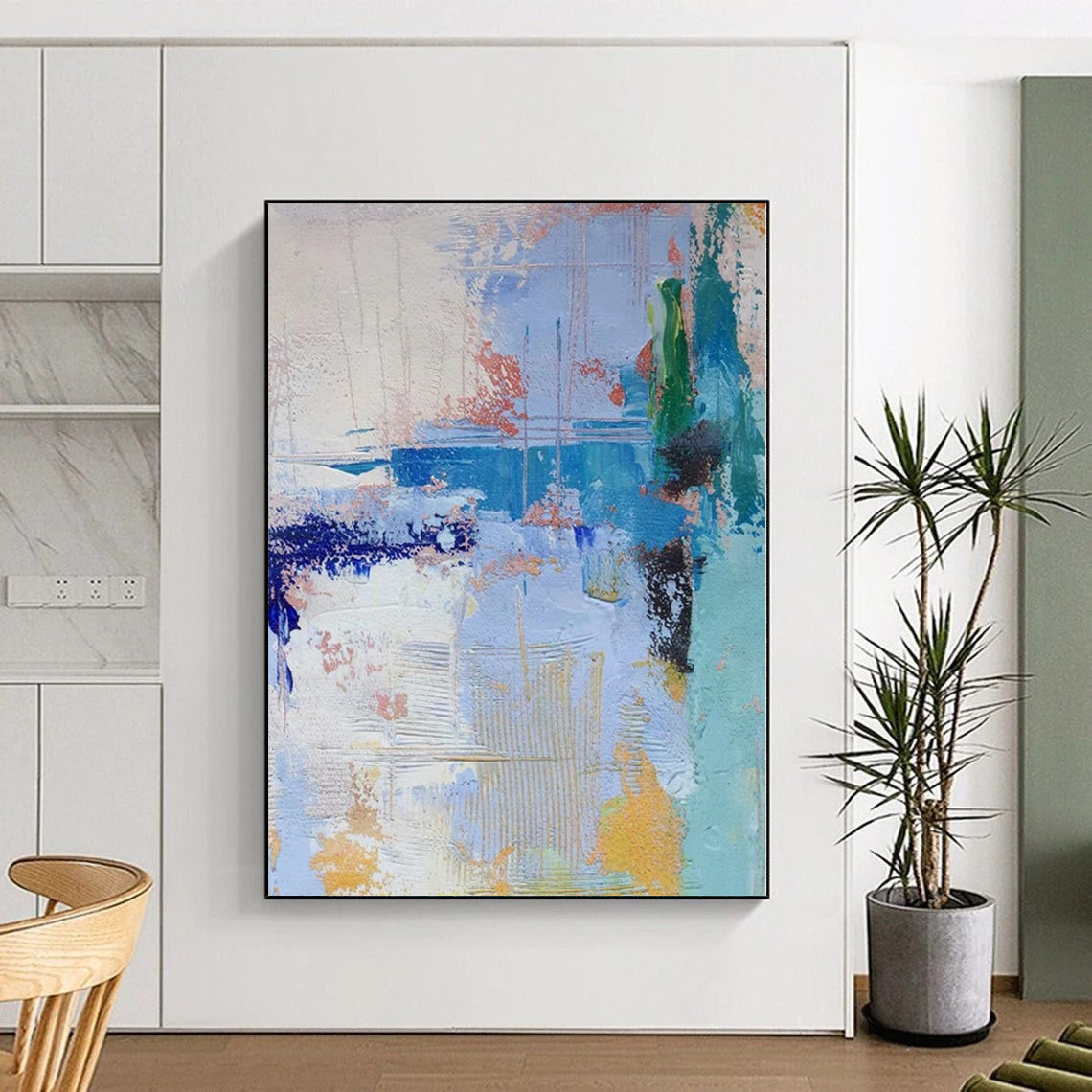 Oversized Abstract Wall Art for Sauna Steam Rooms - Commissioned Acrylic on Linen
