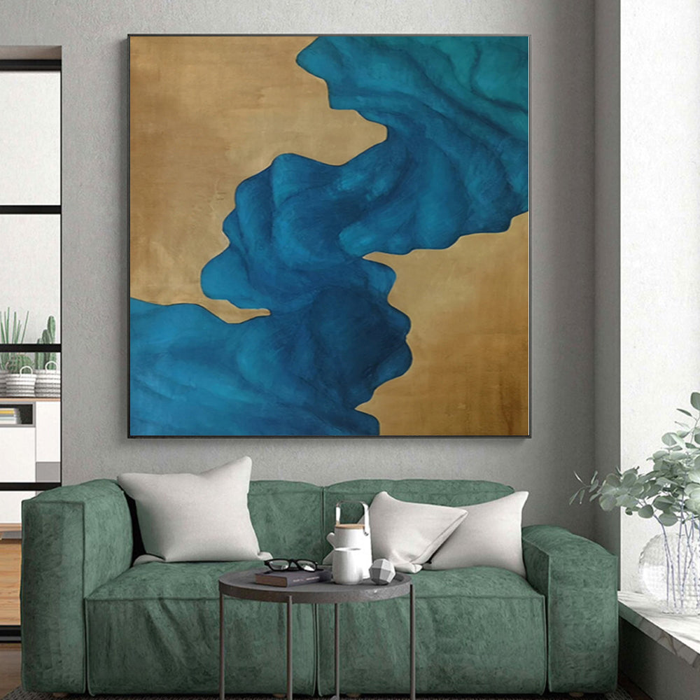 Grand Hand-Painted Abstract Painting for Hallway Stairwell Landing Walls