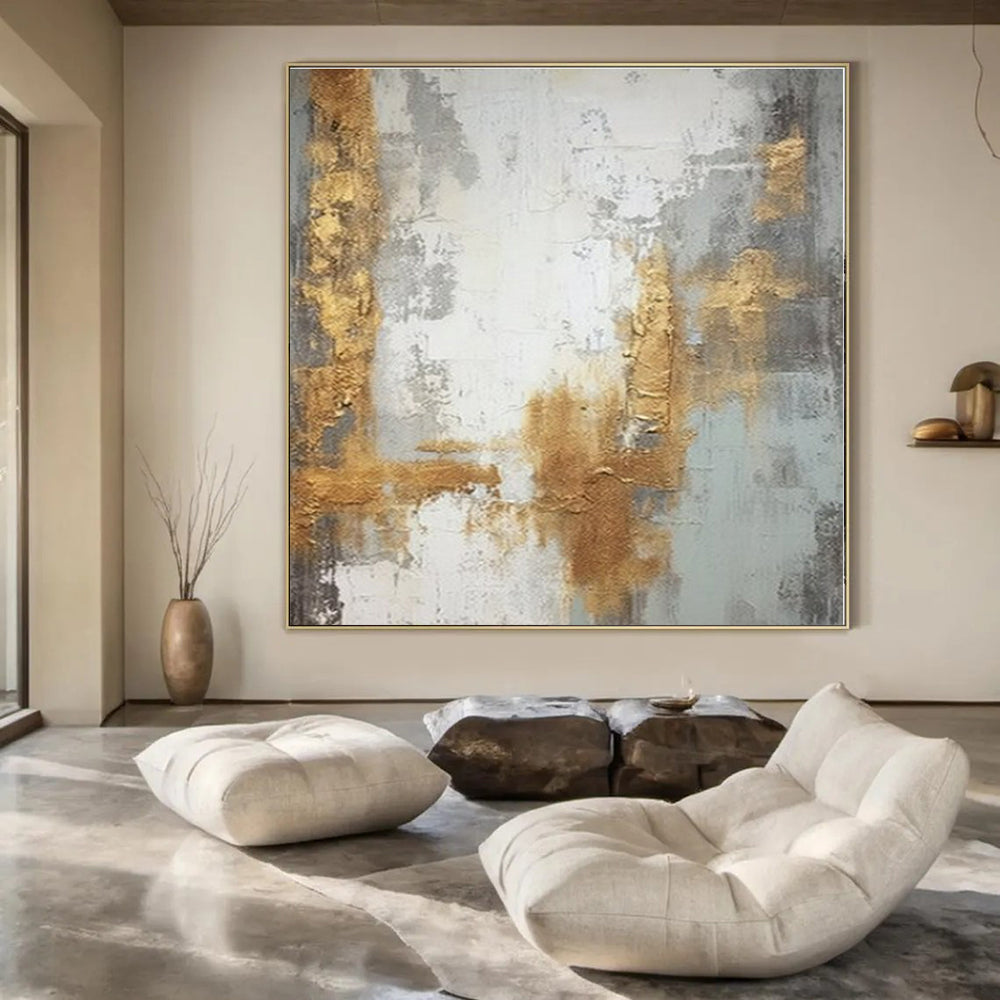Oversized Hand-Painted Contemporary Abstract Mural for Office Collaboration Spaces
