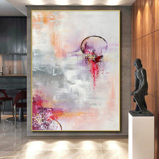 Custom Grand Abstract Cityscape - Hand-Painted Oil on Linen for Urban Loft Apartments