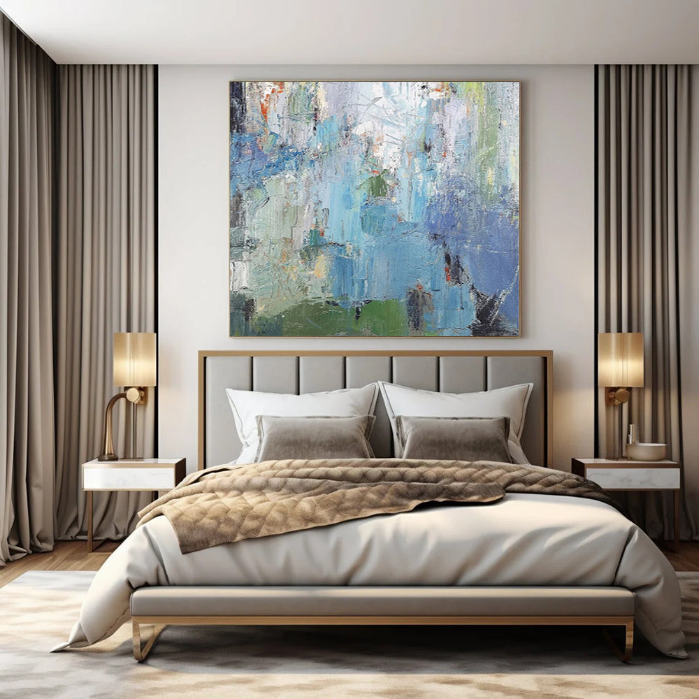 Large Abstract Canvas for Outdoor Cabana Lounges - Custom Weather-Resistant Acrylic