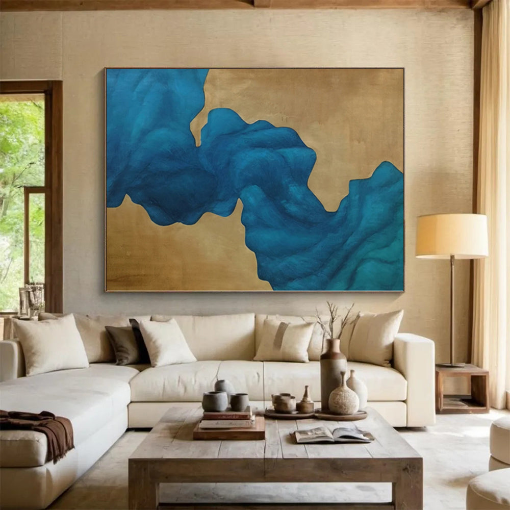 Grand Hand-Painted Abstract Painting for Hallway Stairwell Landing Walls
