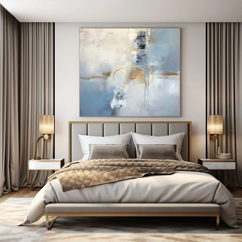 Large-Scale Hand-Painted Abstract Art for Dining Room and Hotel Lobby