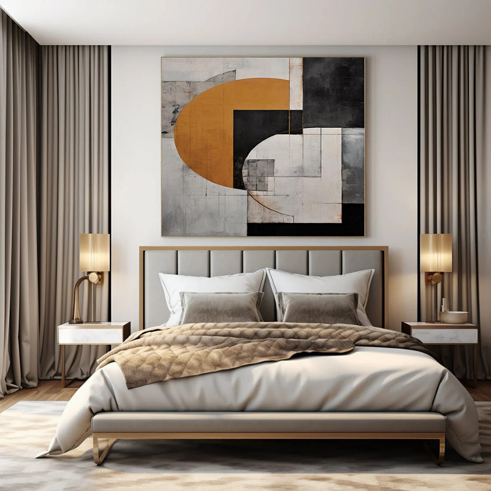 Textured Terracotta Hand-Painted Abstract Art for Mediterranean Dining Rooms