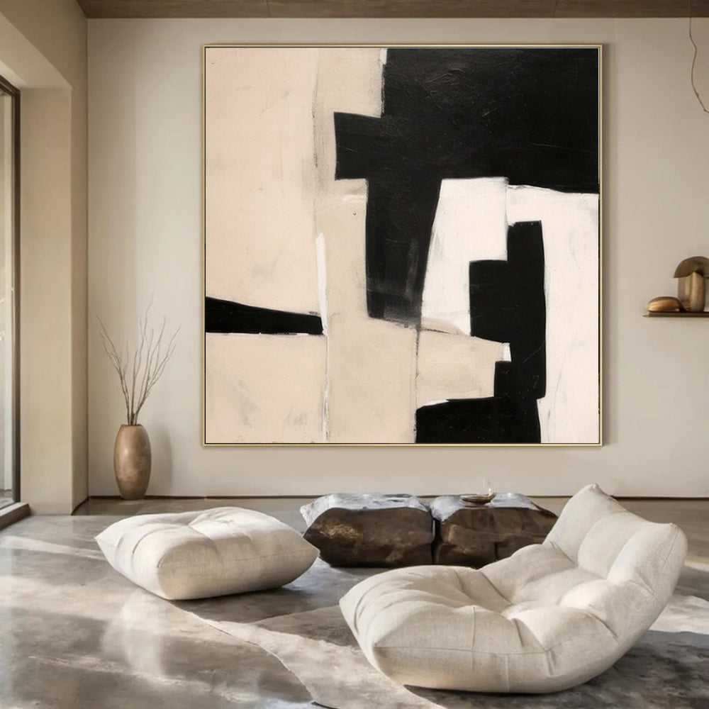 Hand-Painted Extra-Large Contemporary Abstract Canvas for Family Great Rooms
