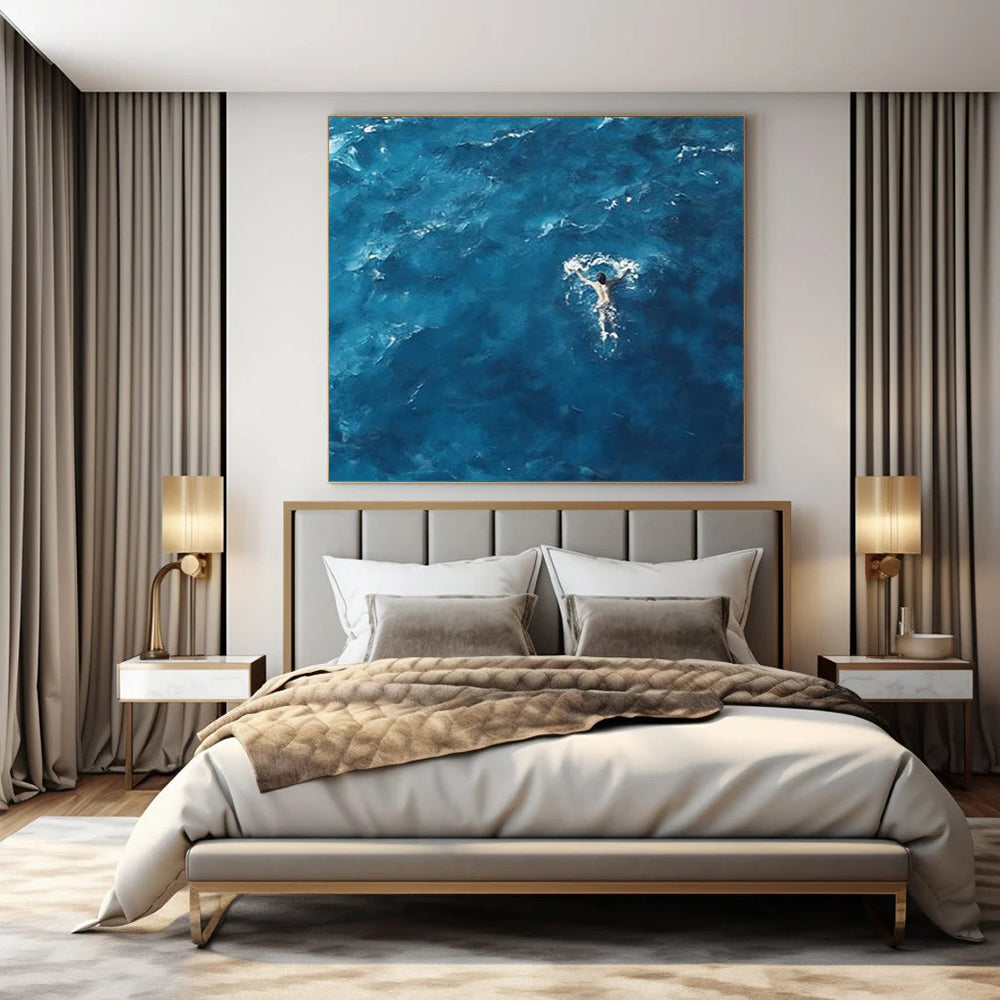 Oversized Hand-Painted Contemporary Abstract Mural for Family Dining Halls