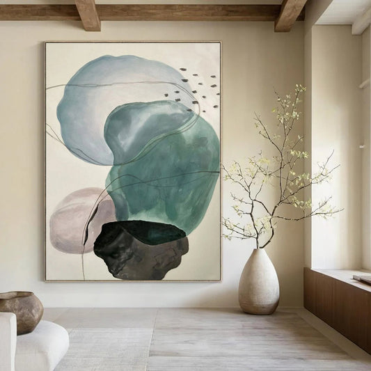 Hand-Painted Custom Abstract Mural for Office Administrative Areas