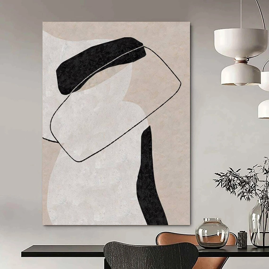 Large Hand-Painted Contemporary Abstract Wall Art for Living Room Coffee Table Vignettes