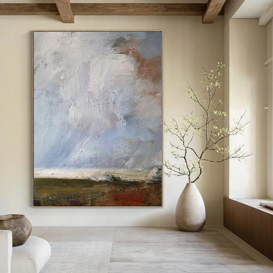 Luxurious Hand-Painted Abstract Wall Art for Behind Living Room Sectional Sofas