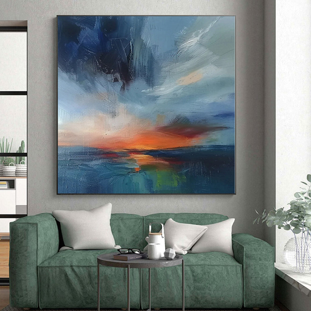 Immense Abstract Wave Painting - Hand-Painted Resin for Surf Resort Lounges
