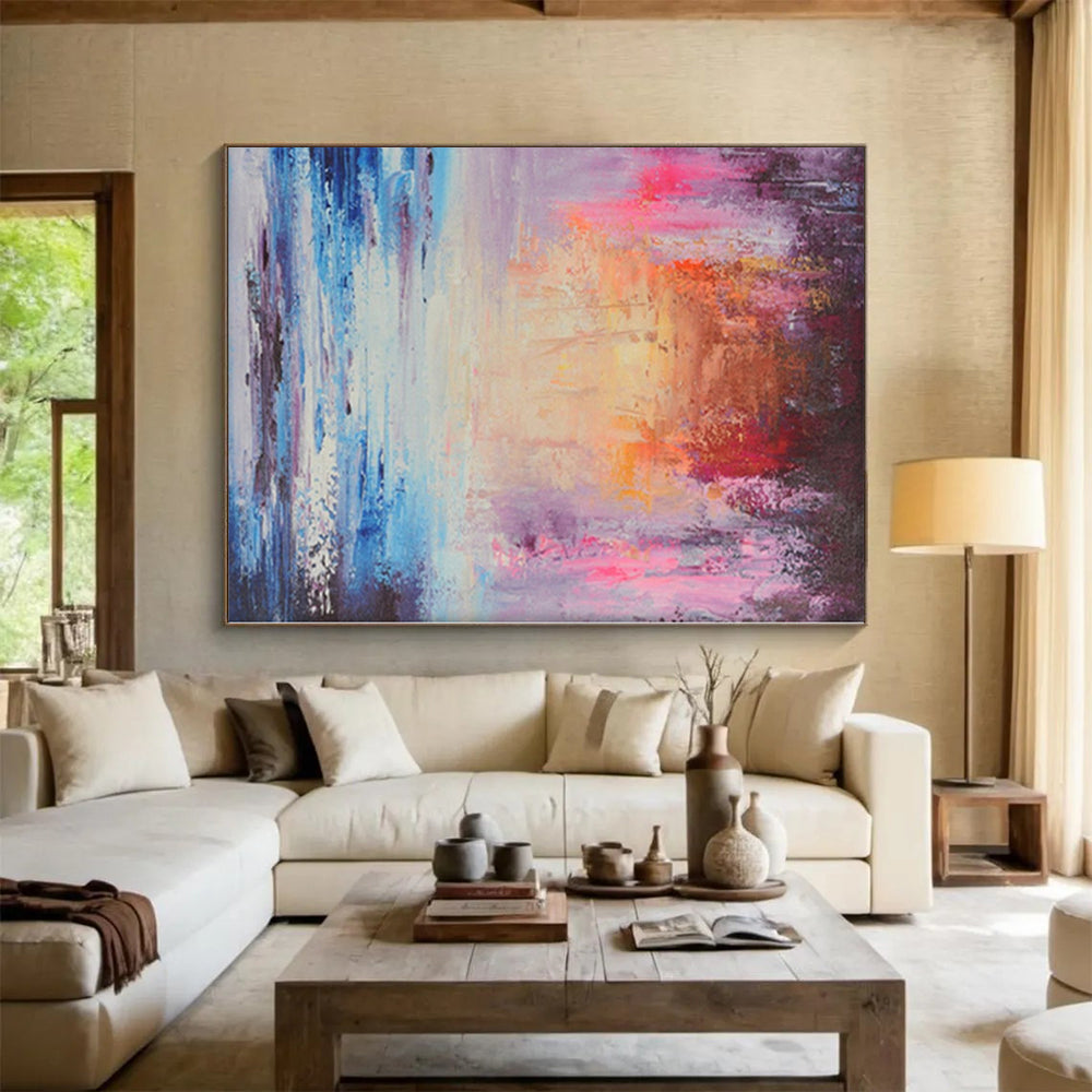 Immense Abstract Japanese Garden - Hand-Painted Gouache for Tea Ceremony Rooms