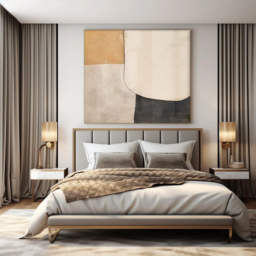 Colossal Hand-Painted Contemporary Abstract Canvas for Family Home Entryways